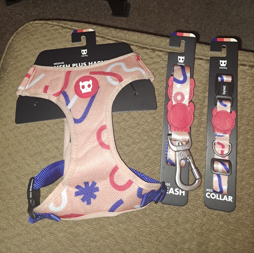 NWT ZeeDog Harness, Leash, and collar set